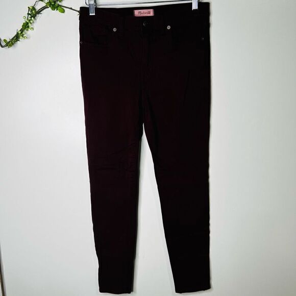Madewell 9” High Riser Skinny Skinny Burgundy Pants - Picture 4 of 9
